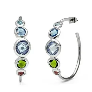 Rhodium Brass Earrings with Multi-Color AAA Grade CZ - Vibrant Elegance, Rainbow CZ, Fashion Earrings, Vibrant Jewelry