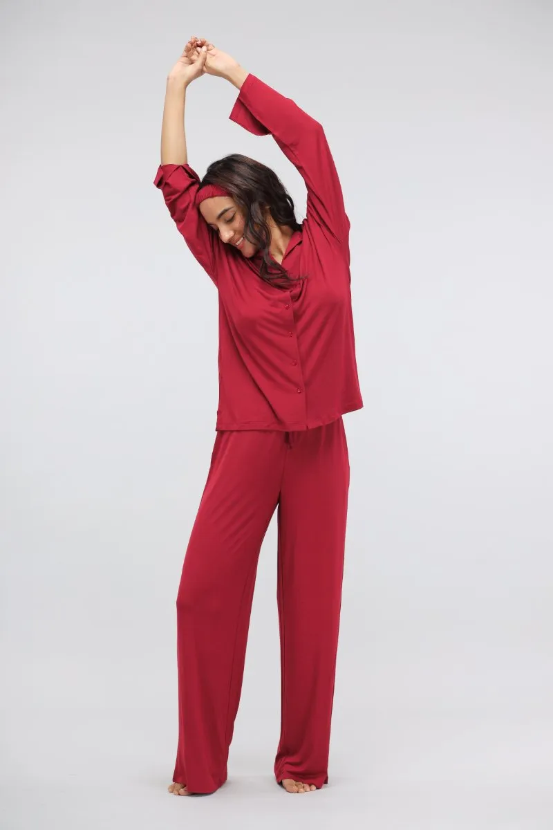 Romantic Red Button Down Pajama Set