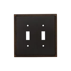 Rope Switch Plate with Double Toggle in Timeless Bronze