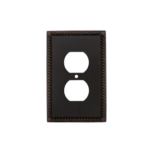 Rope Switch Plate with Outlet in Timeless Bronze