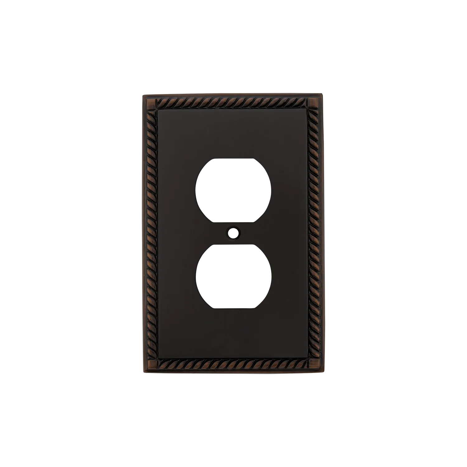 Rope Switch Plate with Outlet in Timeless Bronze