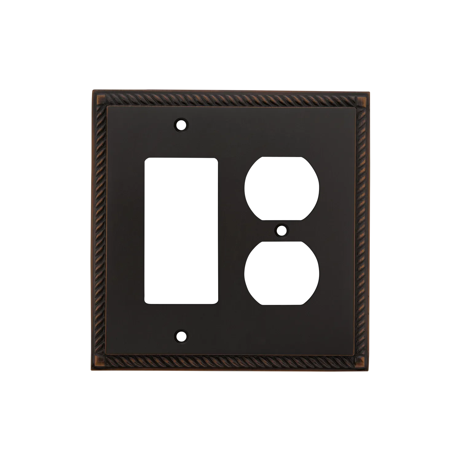 Rope Switch Plate with Rocker and Outlet in Timeless Bronze