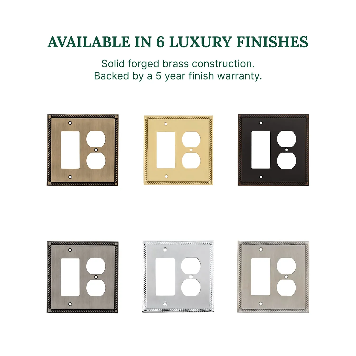 Rope Switch Plate with Rocker and Outlet in Timeless Bronze