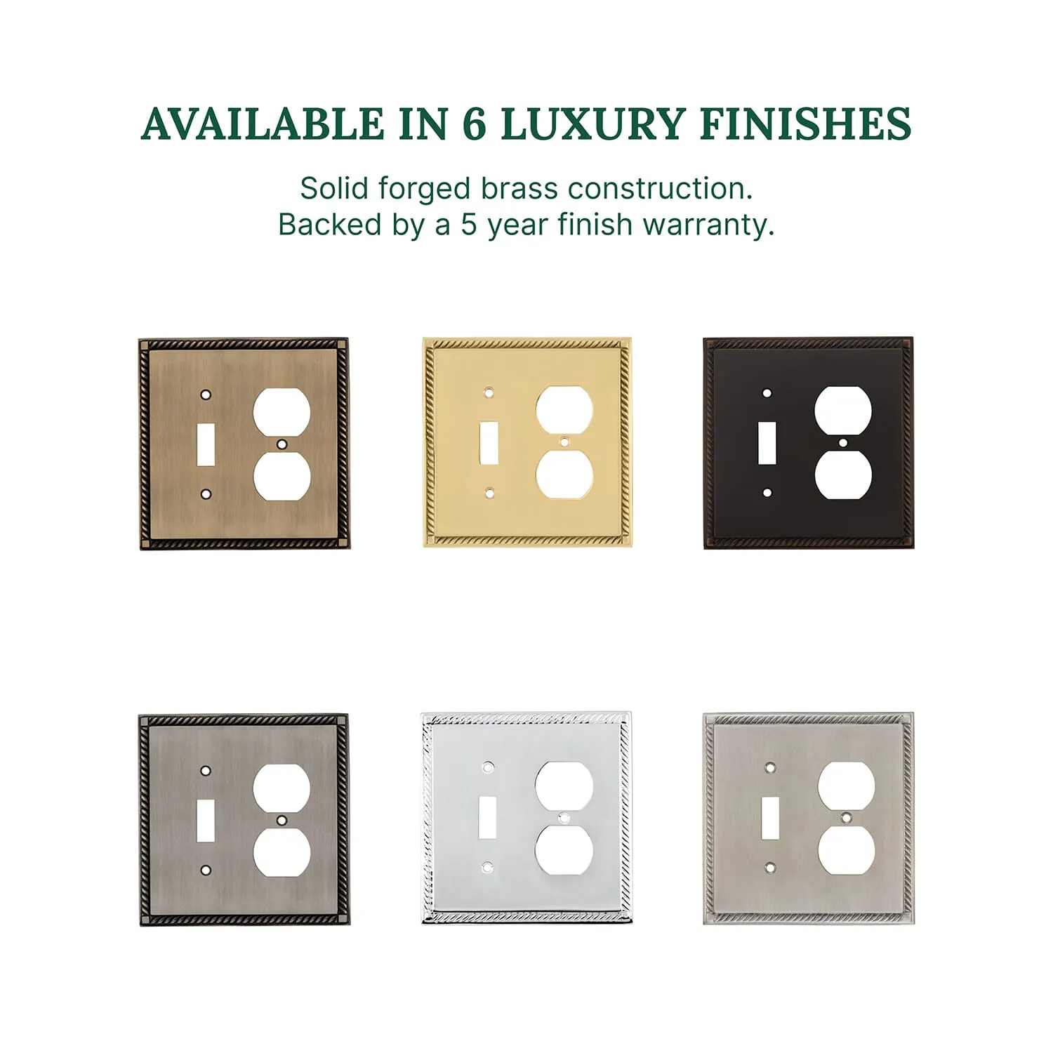 Rope Switch Plate with Toggle and Outlet in Timeless Bronze