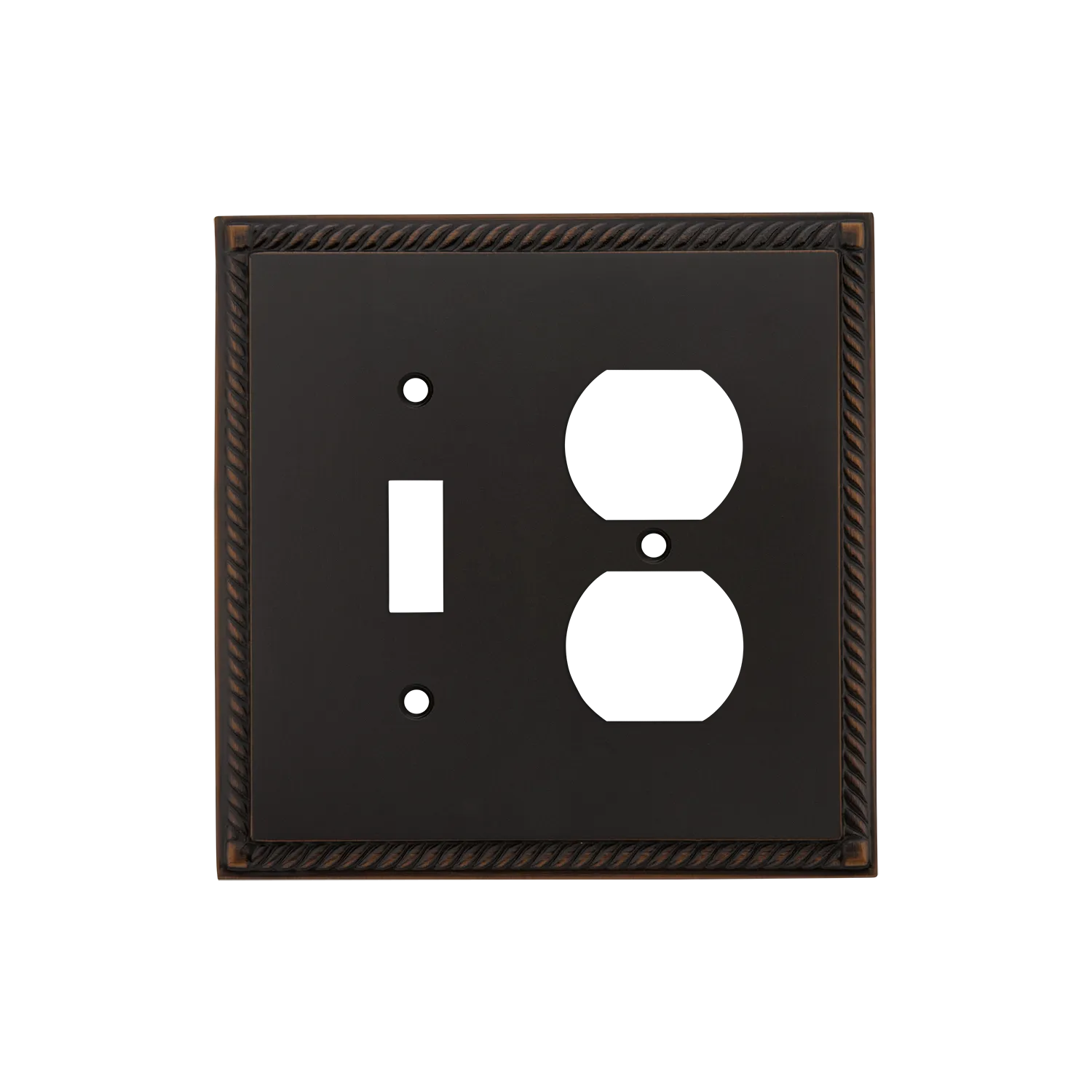 Rope Switch Plate with Toggle and Outlet in Timeless Bronze