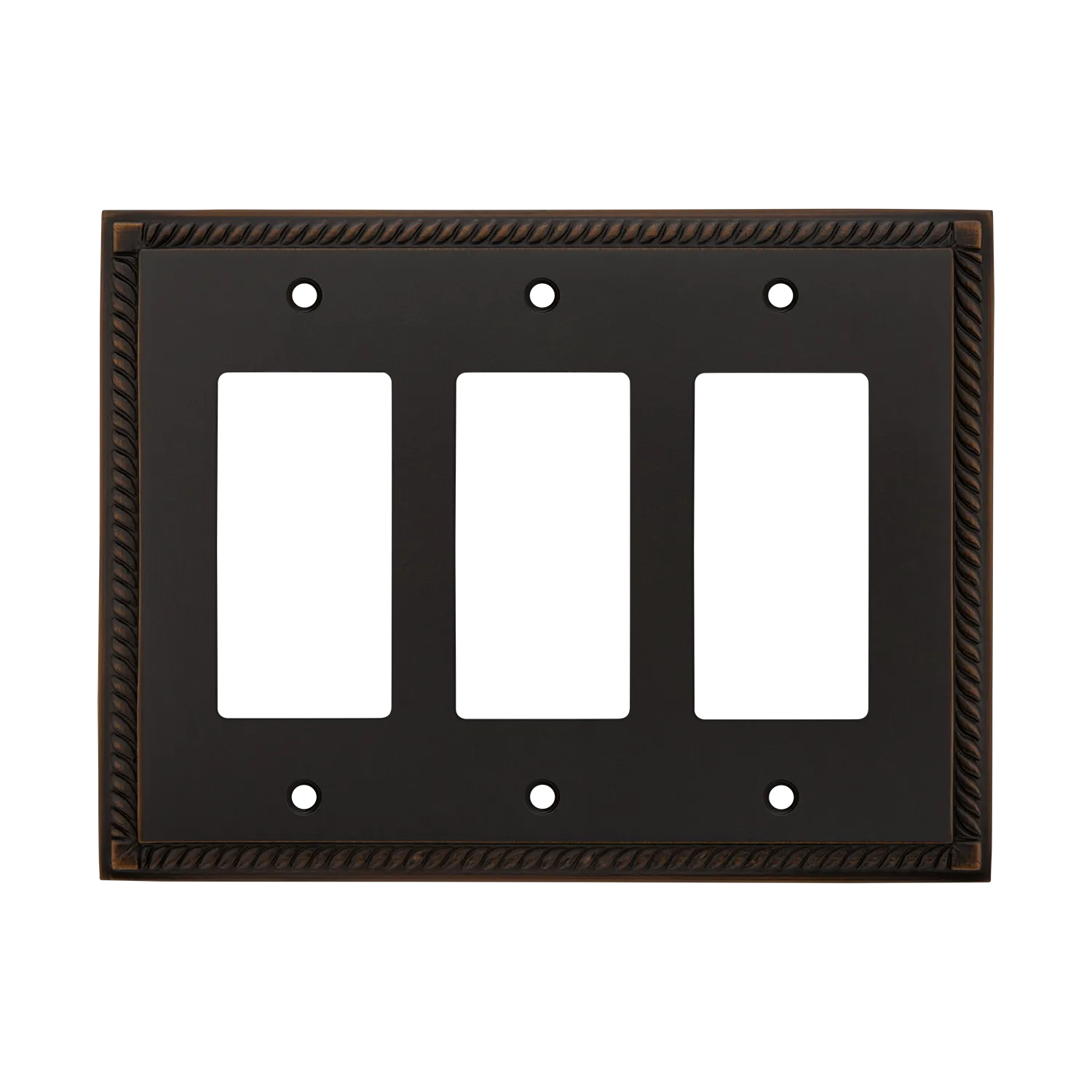 Rope Switch Plate with Triple Rocker in Timeless Bronze