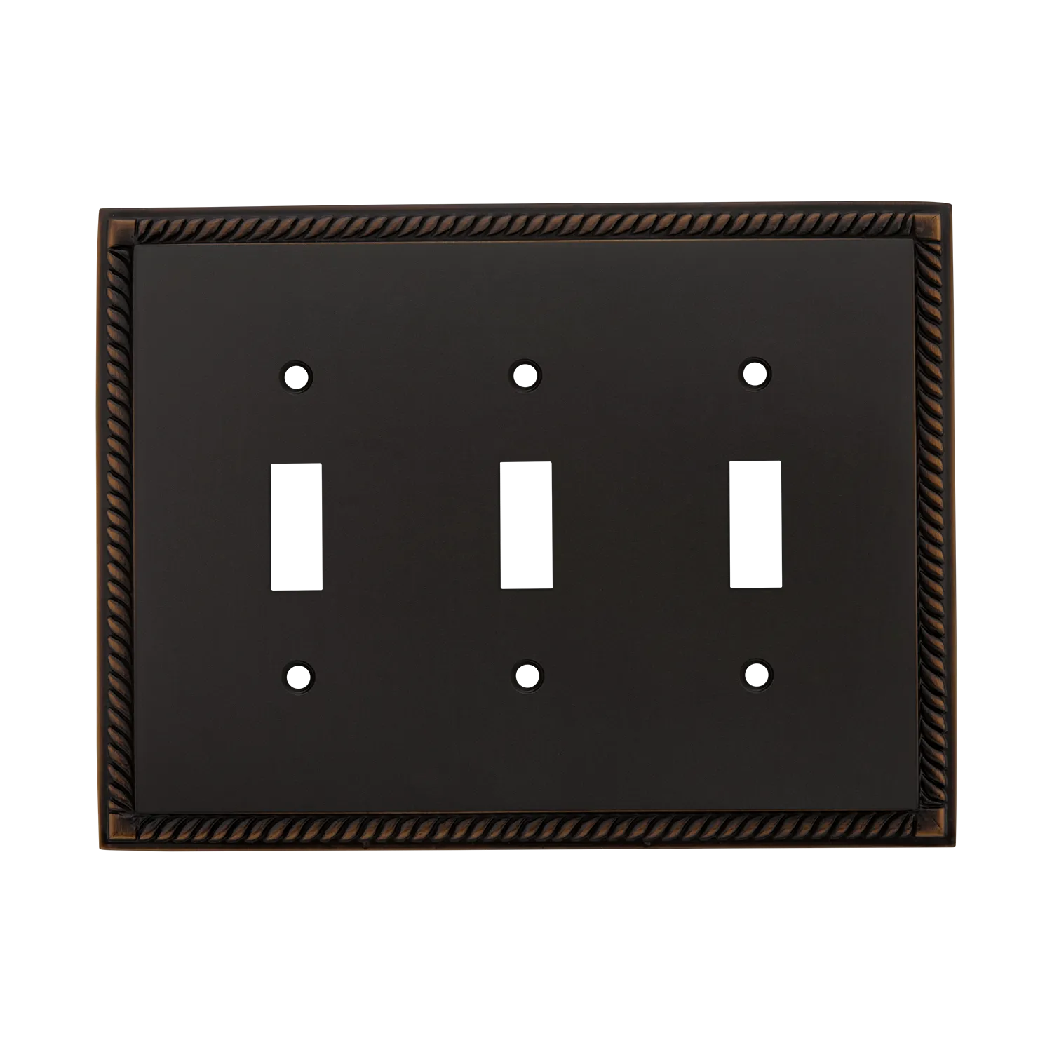 Rope Switch Plate with Triple Toggle in Timeless Bronze