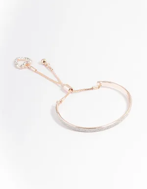 Rose Gold Glitter Bangle with Toggle Bracelet