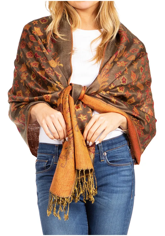 Sakkas Alessa Women's Silky Soft Reversible PaisleyPrint Pashmina Scarf Shawl Wrap