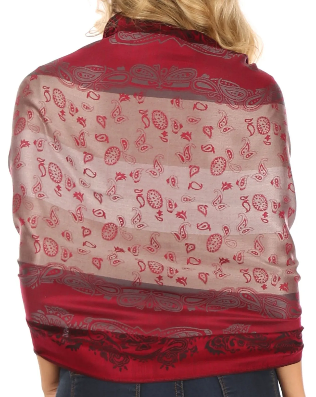 Sakkas Alessa Women's Silky Soft Reversible PaisleyPrint Pashmina Scarf Shawl Wrap