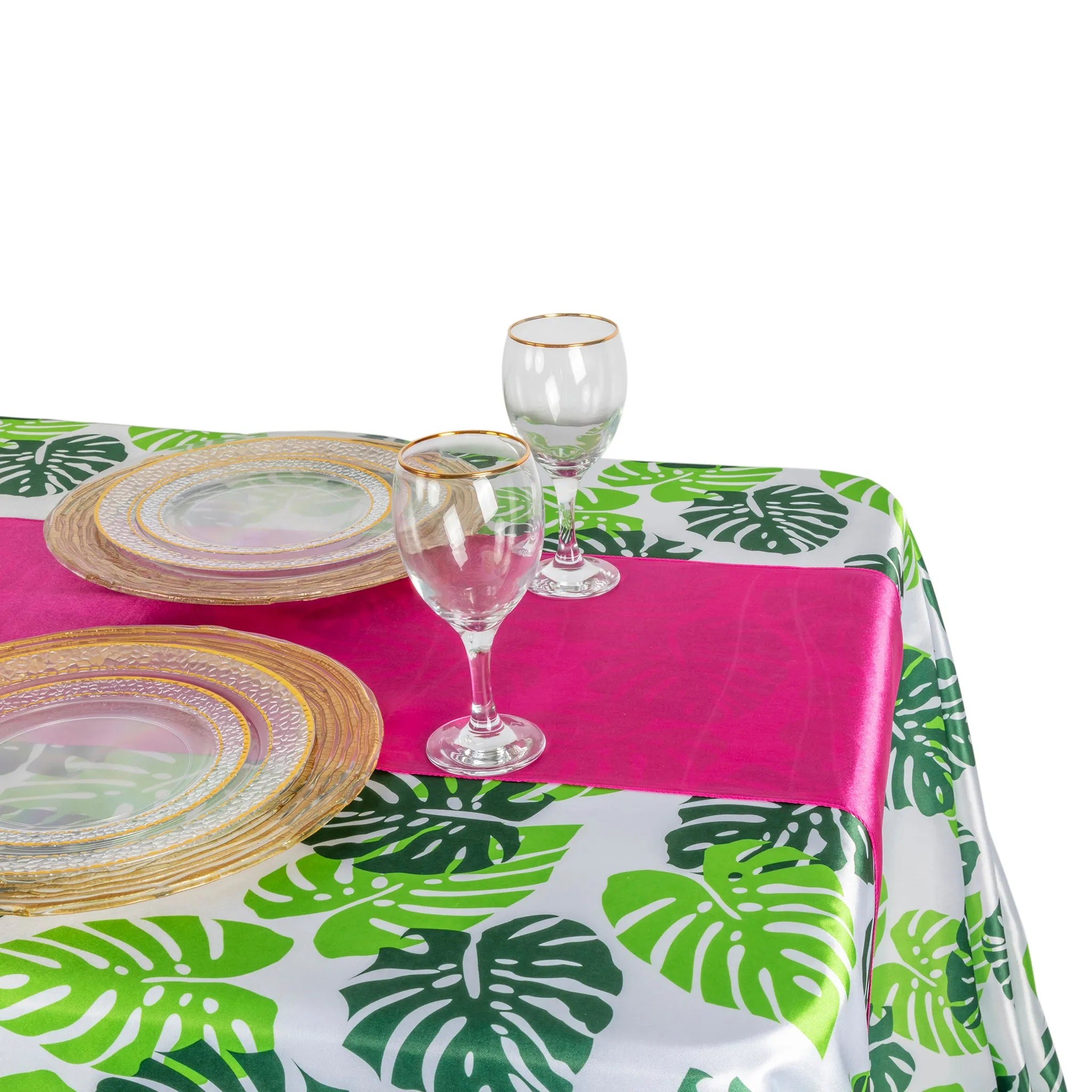 Satin Rectangular 90"x132" Tablecloth - Tropical Palm Leaf