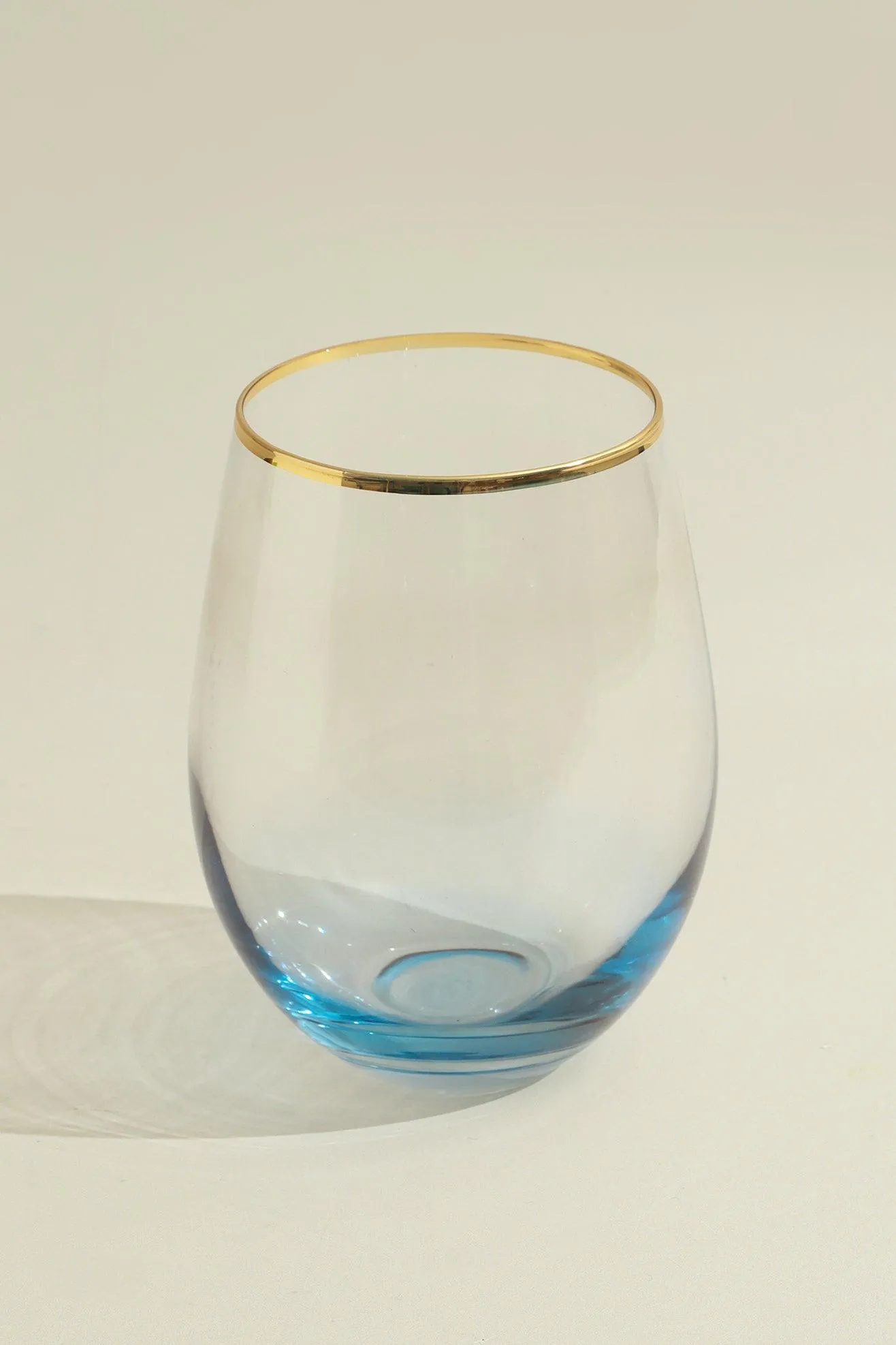 Set of Four Lazaro Blue Ombre Design with Gold Rim Tumbler Drinking Glasses