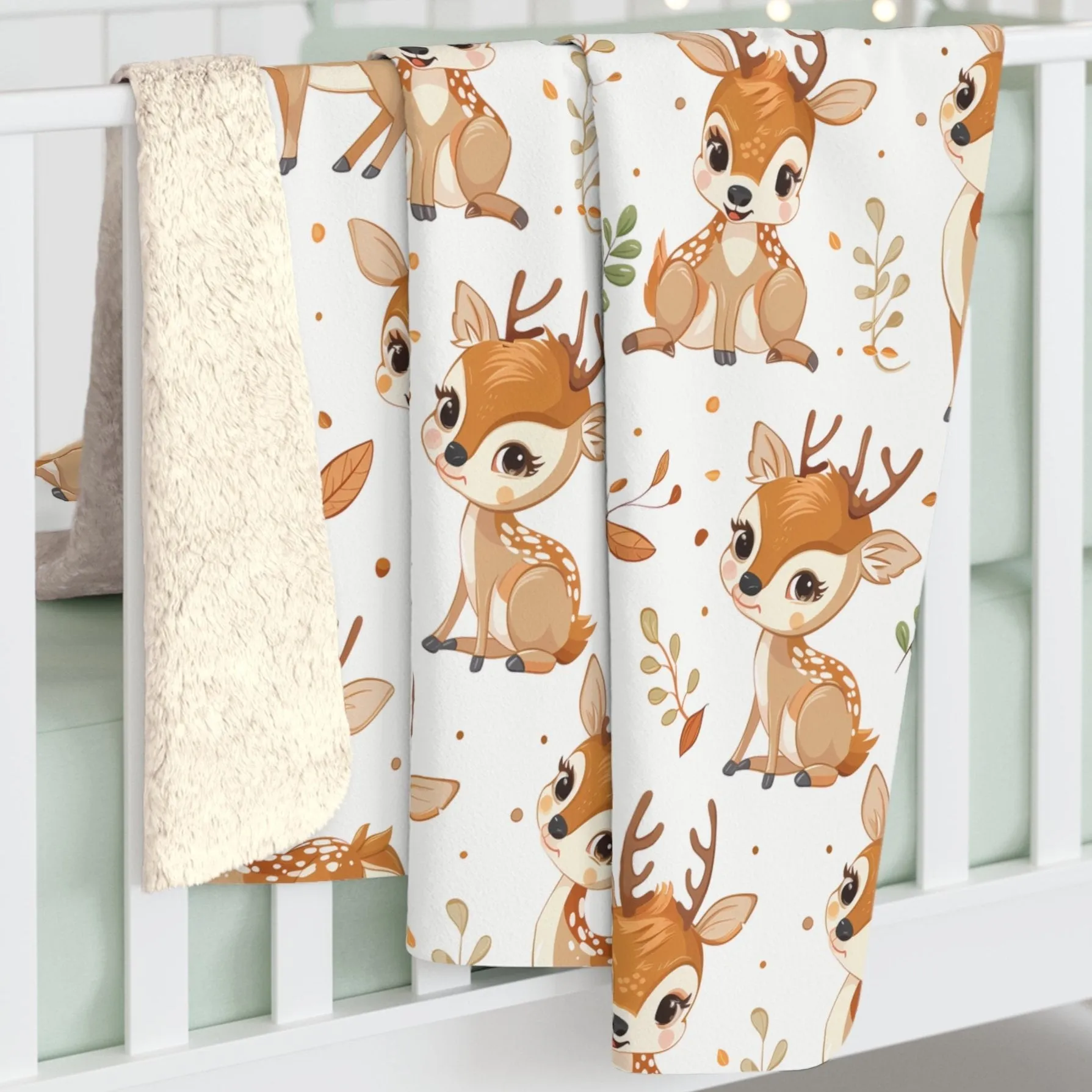 Sherpa Fleece Blanket with Cute Baby Reindeer, 50×60" Cozy Blanket