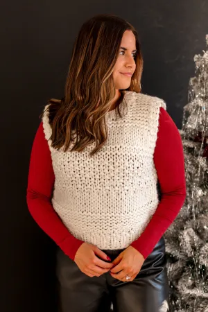 Simone Chunky Knit Sweater Vest | Ivory