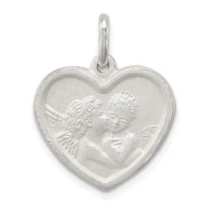 Sterling Silver Satin Angel Heart Charm