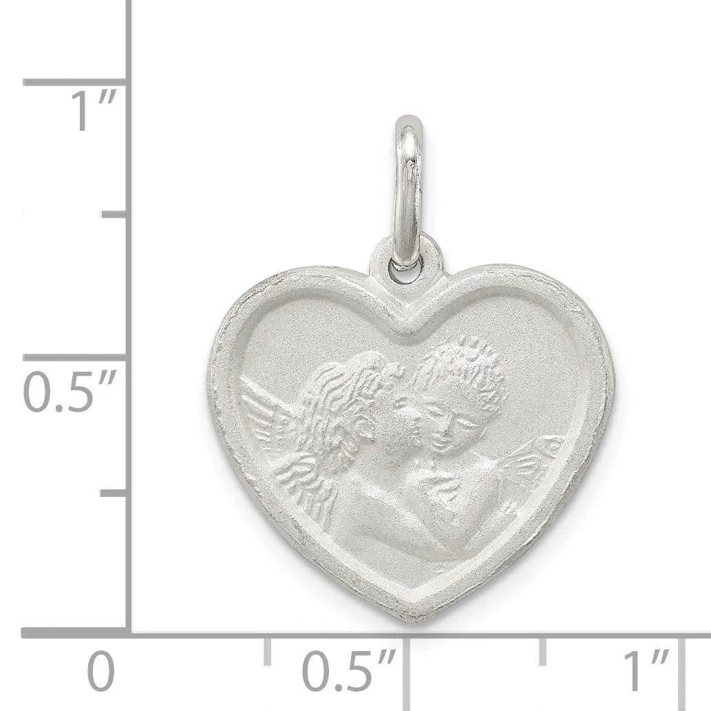 Sterling Silver Satin Angel Heart Charm