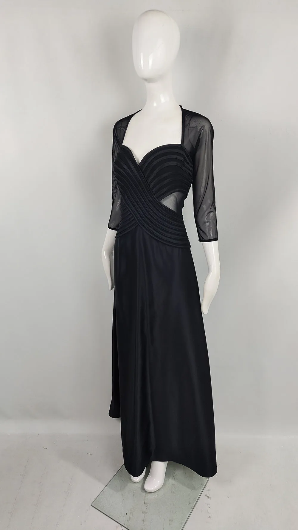 Tadashi Shoji Vintage Sheer Panelled Evening Gown