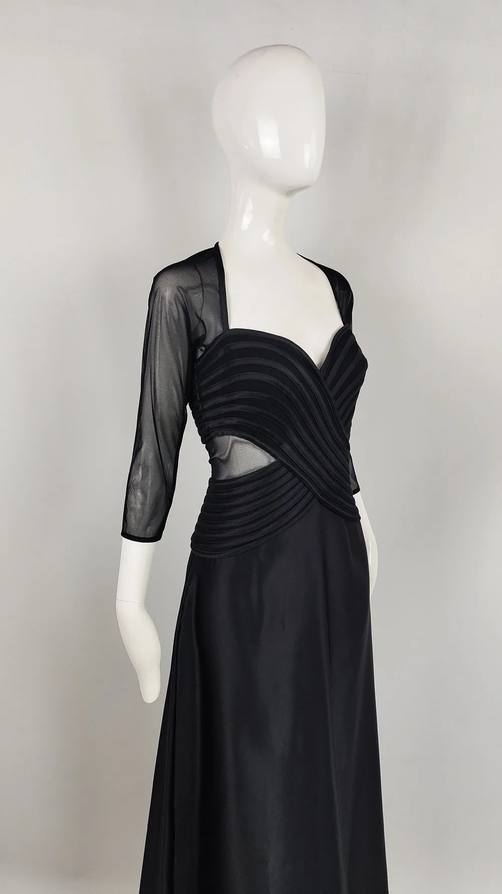 Tadashi Shoji Vintage Sheer Panelled Evening Gown