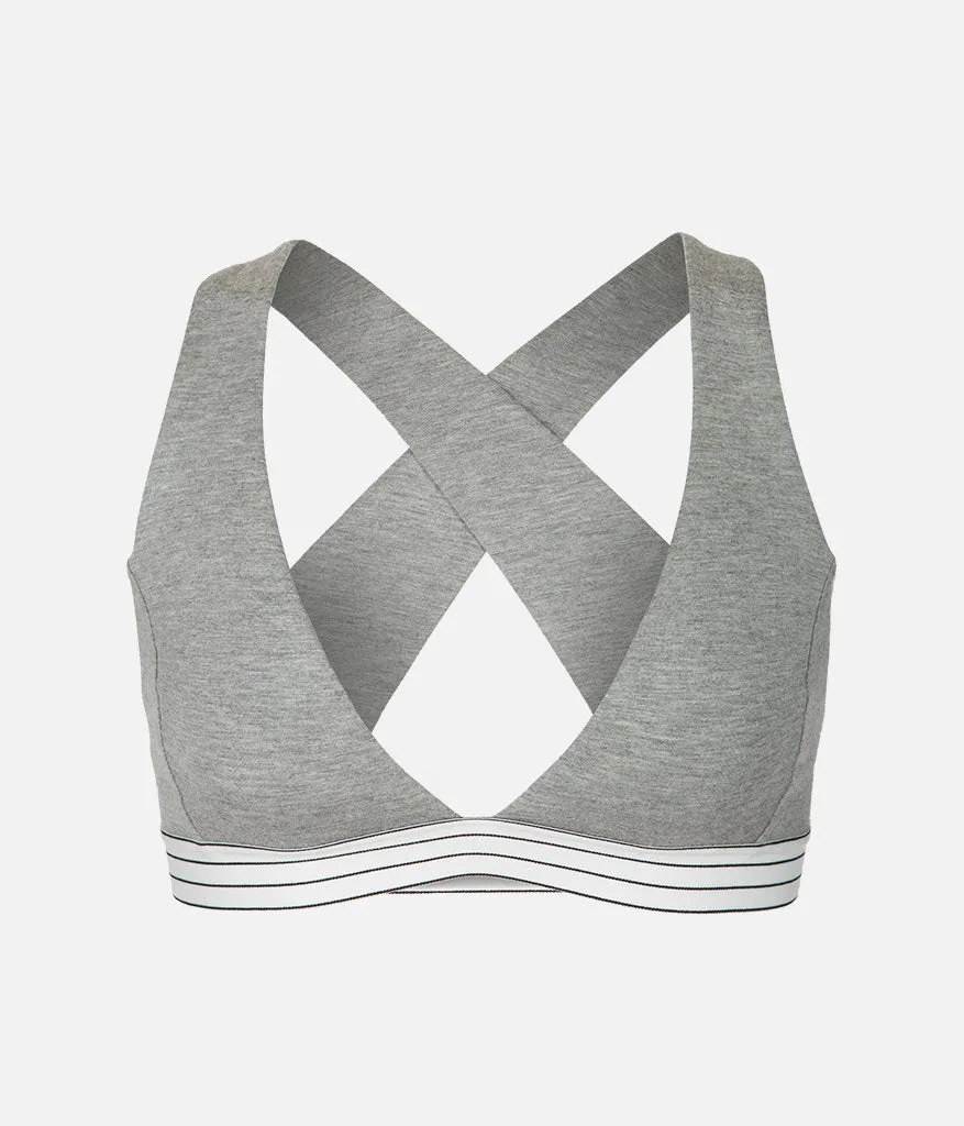 The Cross Back Bralette: Heather Gray