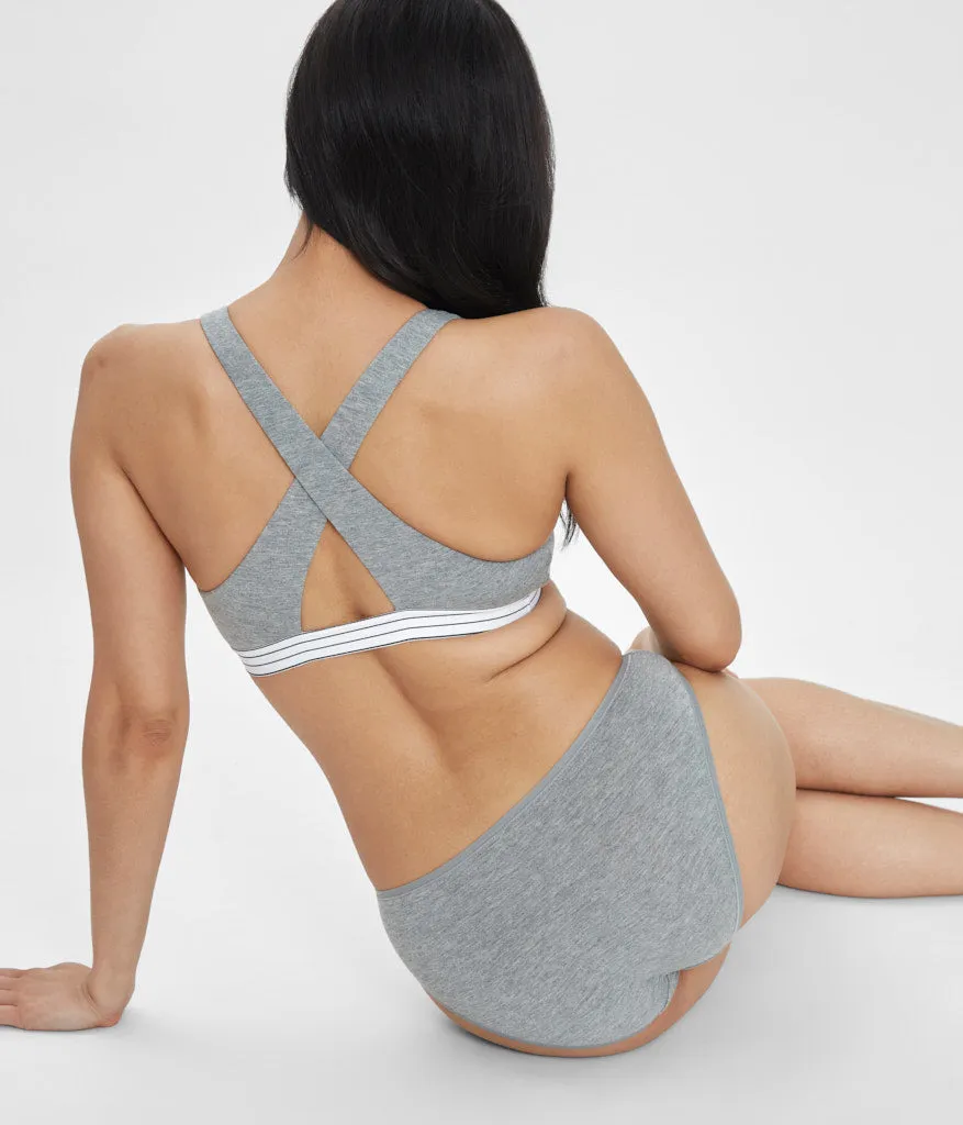 The Cross Back Bralette: Heather Gray