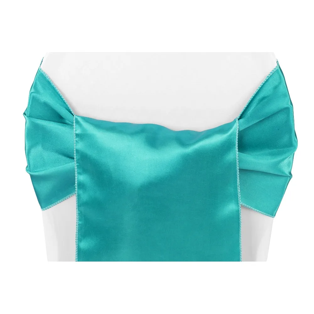 Wide Satin Chair Sash - Dark Turquoise