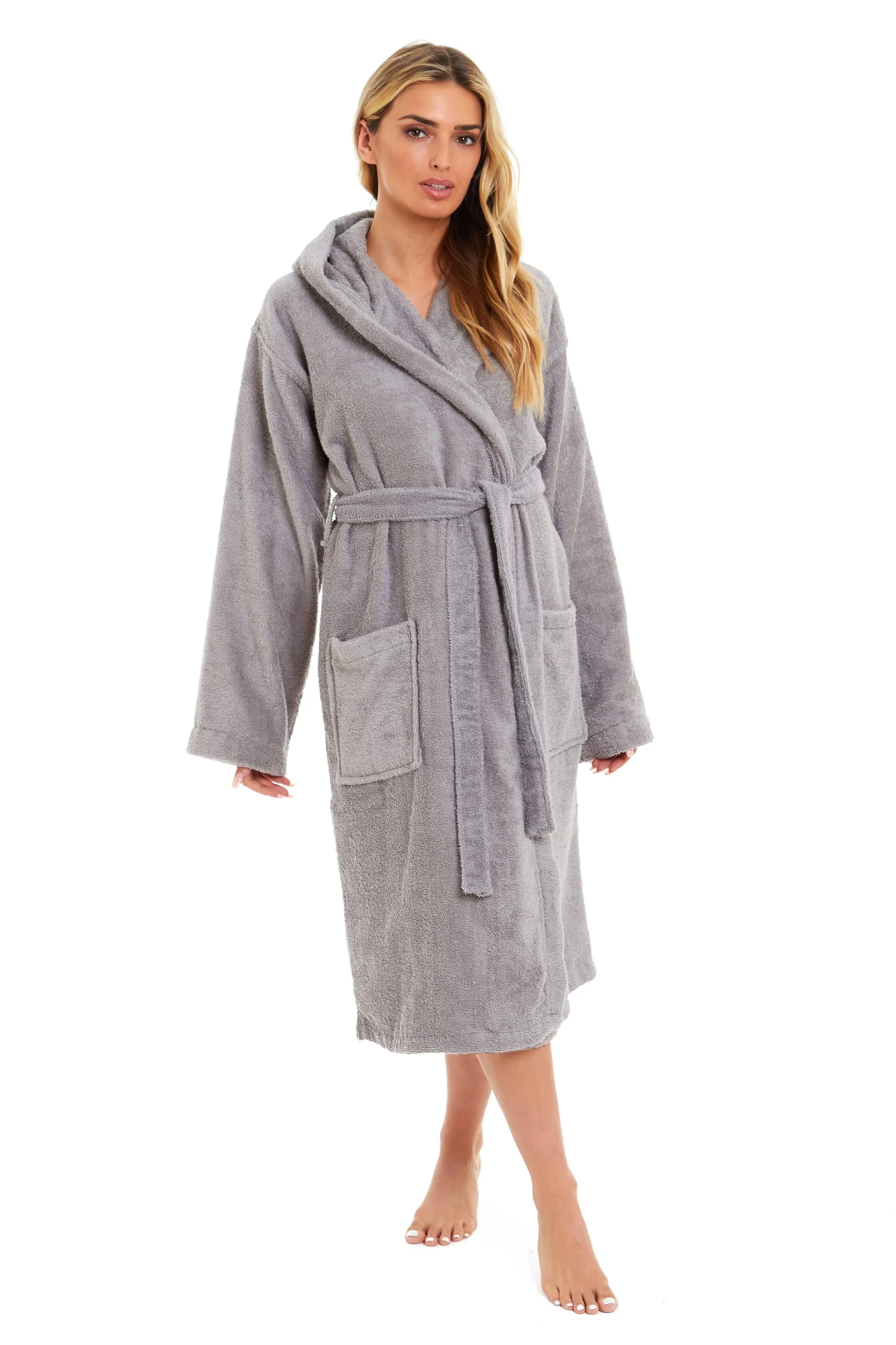 Women's Bamboo Cotton Hooded Towelling Robe Luxurious Ultra Absorbent Bath Spa Loungewear in Multiple Sizes and Colours by Daisy Dreamer