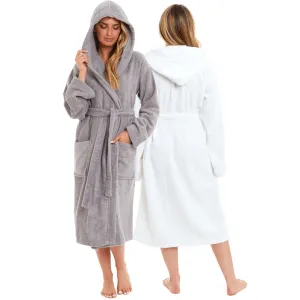 Women's Bamboo Cotton Hooded Towelling Robe Luxurious Ultra Absorbent Bath Spa Loungewear in Multiple Sizes and Colours by Daisy Dreamer