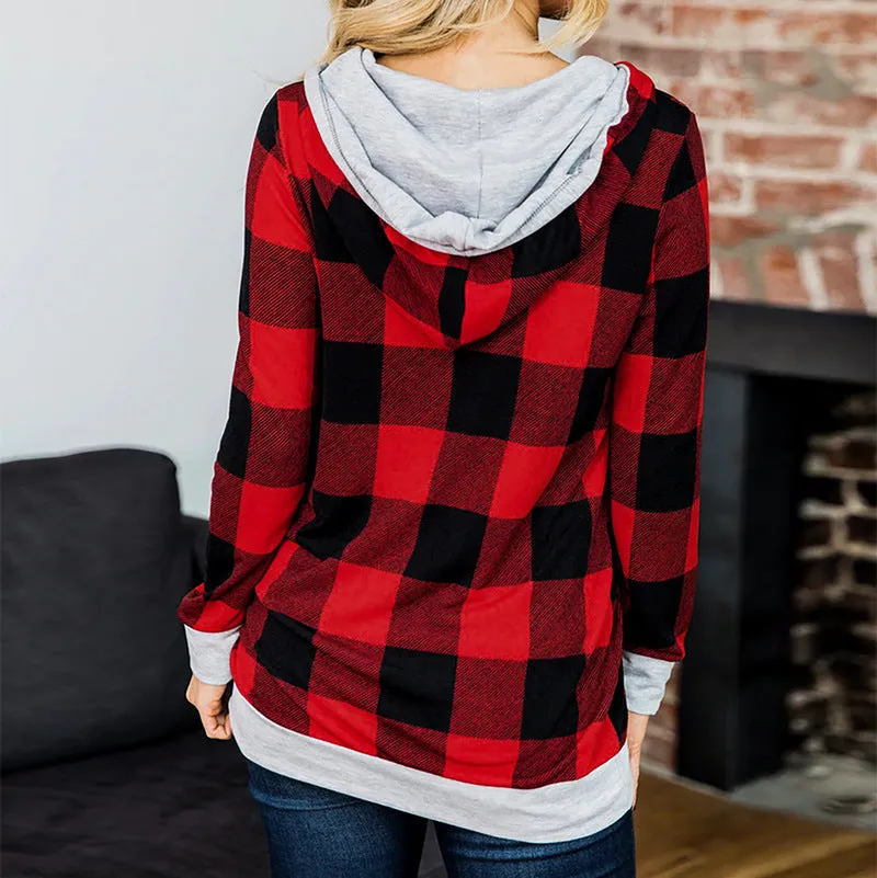 Women's Hooded Plaid Sleepwear Set