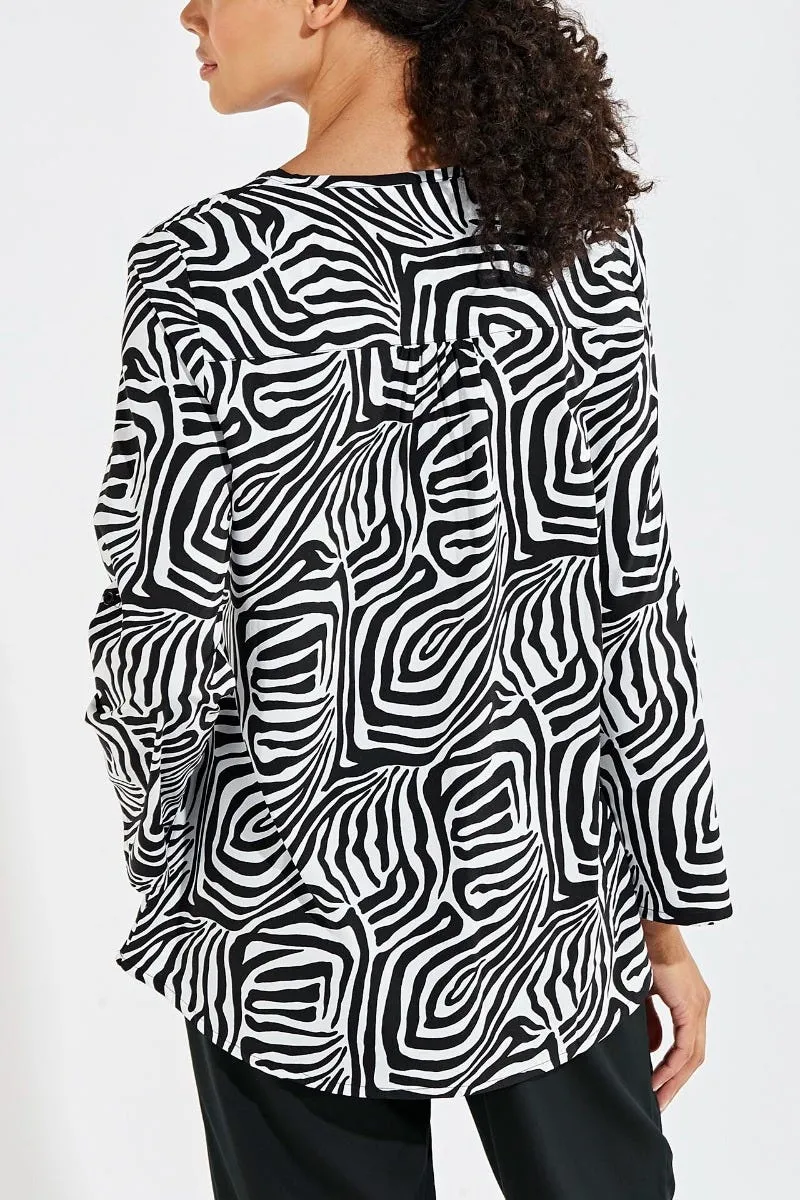 Women's Santa Barbara Tunic Top  |  Black/White Mara Abstract Print