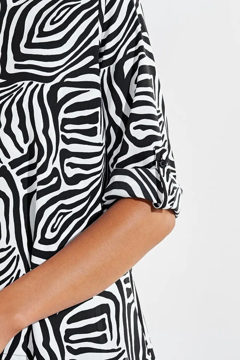 Women's Santa Barbara Tunic Top  |  Black/White Mara Abstract Print