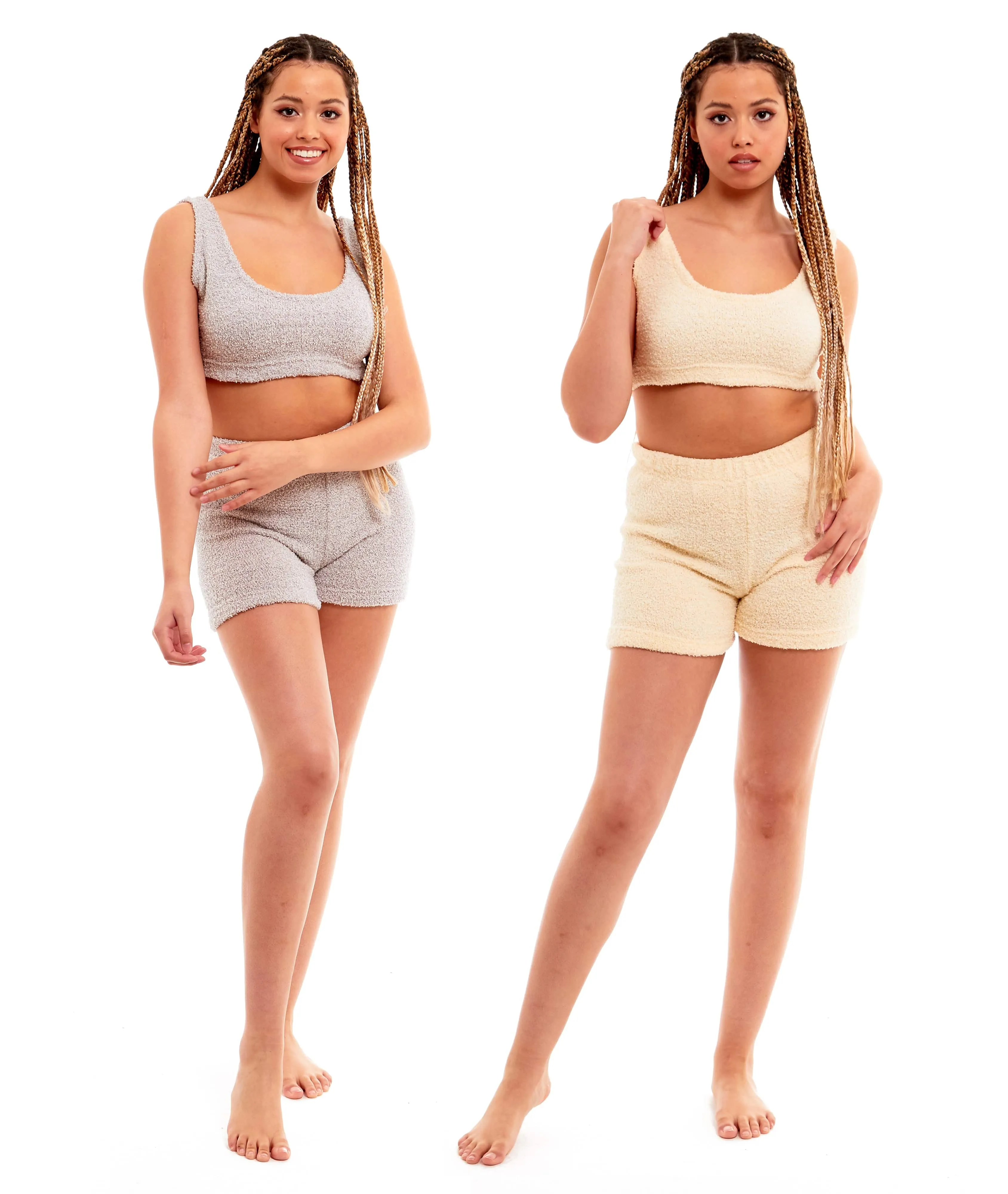 Women's Super Soft Teddy Fleece Tank Top and Shorts Loungewear Set for All-Year Comfort by Daisy Dreamer