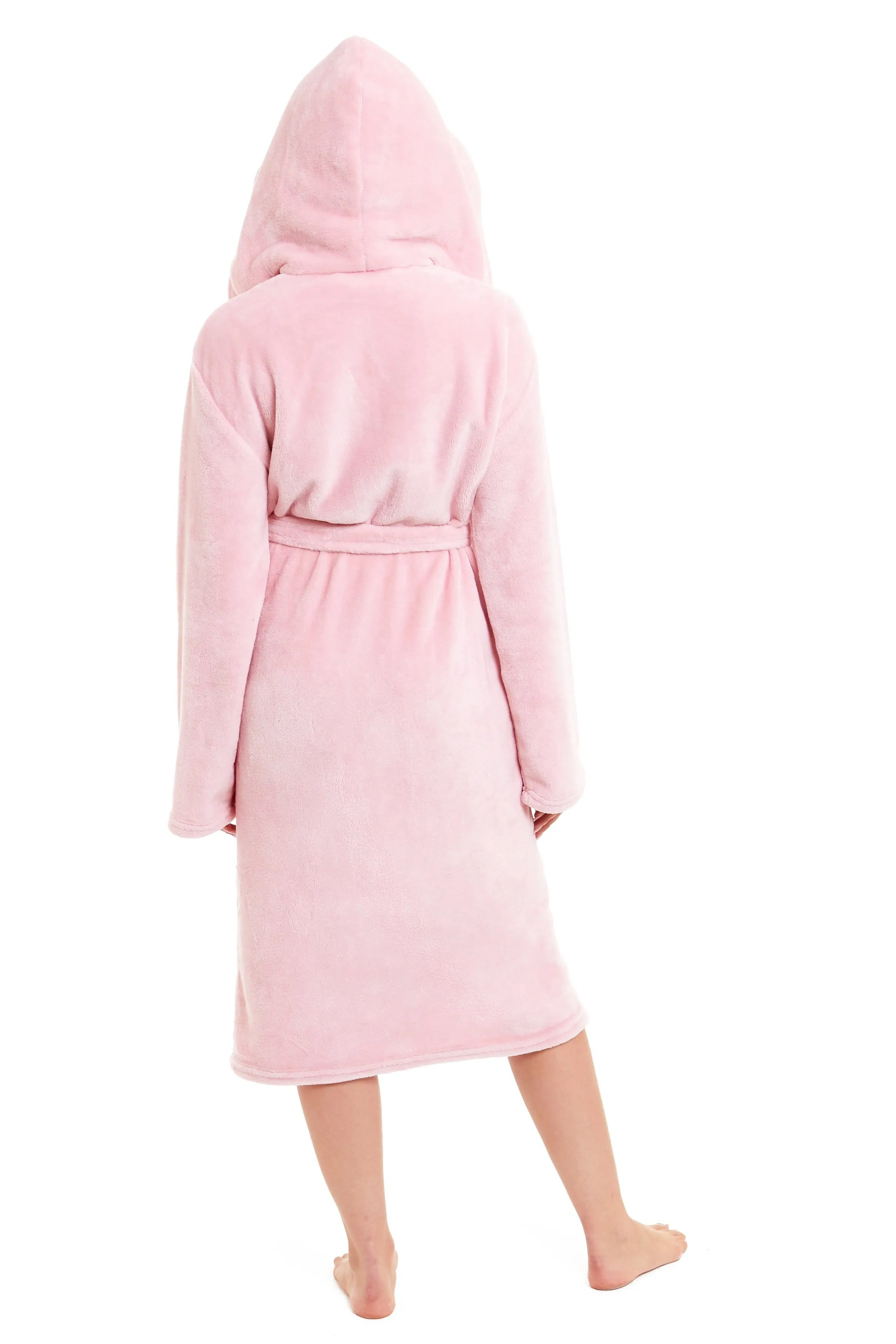 Women's Ultra-Soft Hooded Plush Fleece Dressing Gown Warm Velvet Bathrobe for Lounging and Relaxing in Winter by Daisy Dreamer